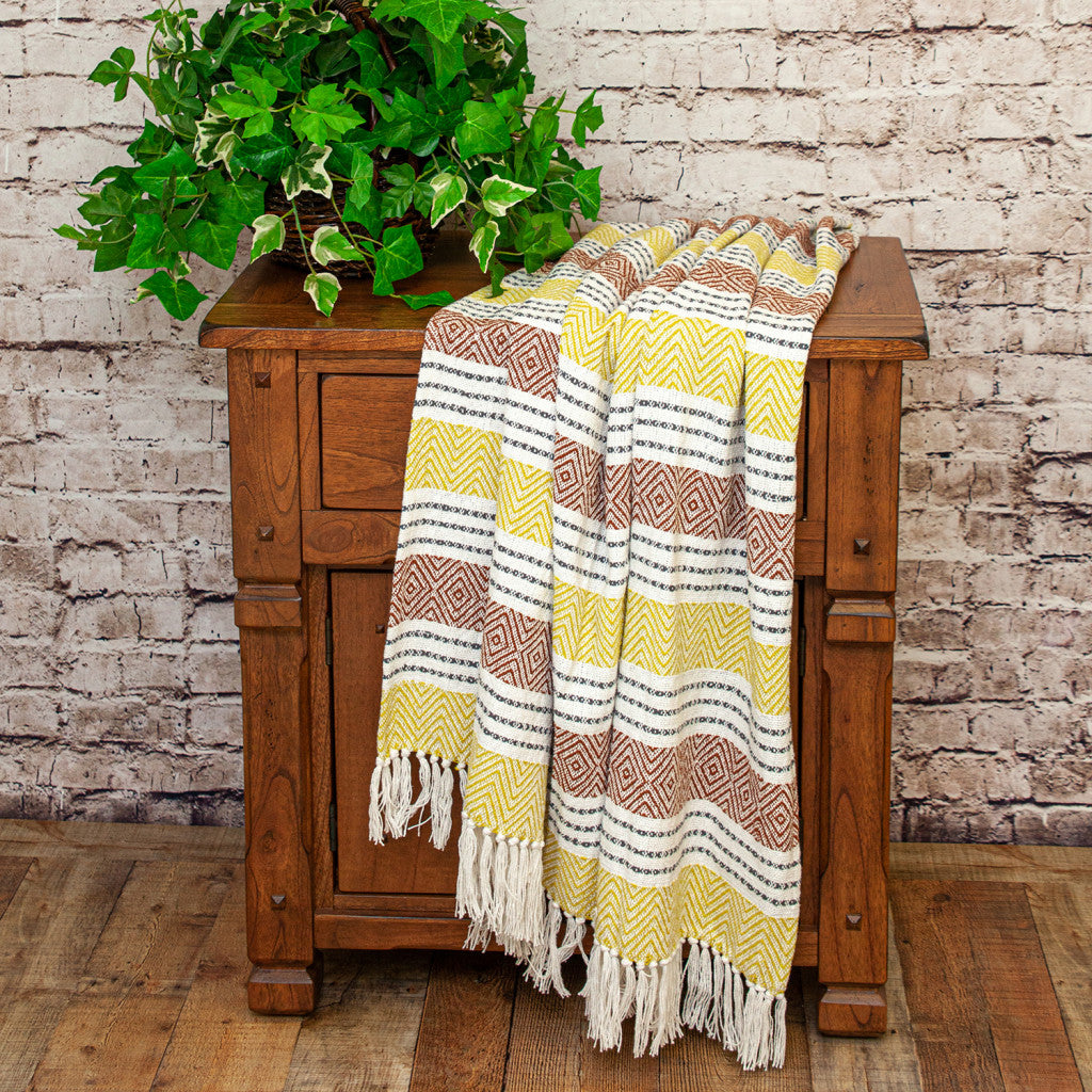 Parkland Collection Transitional Stripes Rust Rectangle 50" x 60" Throw - Minihomy