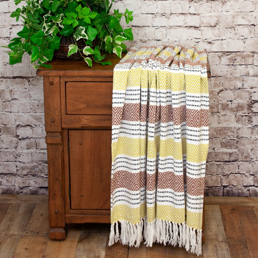 Parkland Collection Transitional Stripes Rust Rectangle 50" x 60" Throw - Minihomy