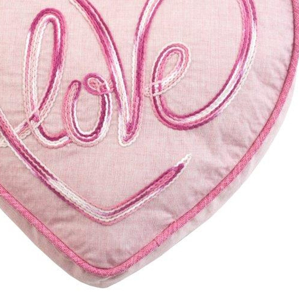 15" X 16" Pink And Rose Heart Love Throw Pillow with Embroidery - Minihomy