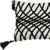 13" X 18" Black And White Geometric Zippered Polyester And Cotton Blend Throw Pillow With Tassels - Minihomy