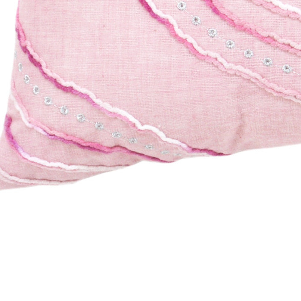 13" X 20" Pink White And Silver Abstract Zippered Polyester Throw Pillow With Tassels - Minihomy