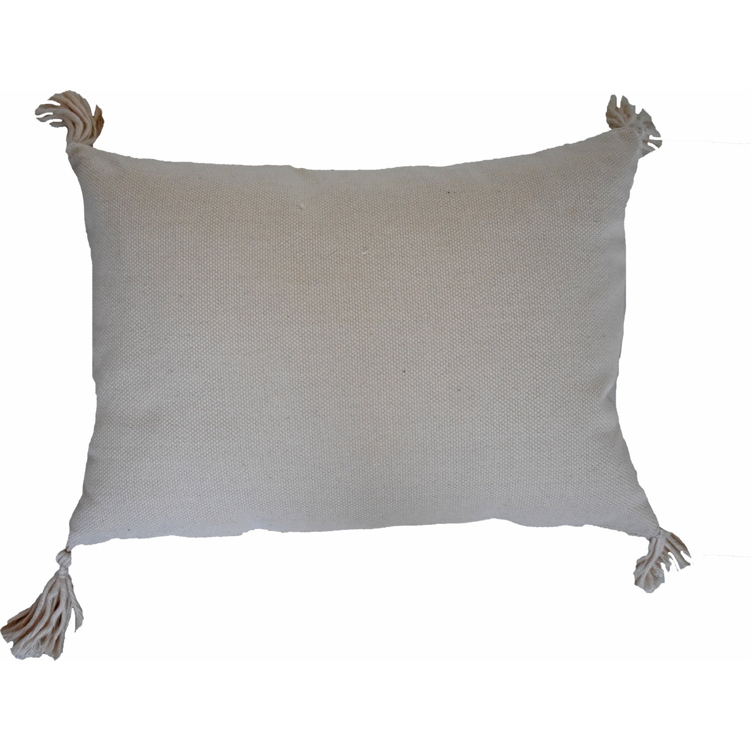 13" X 18" Beige And White Damask Zippered Polyester And Burlap Blend Throw Pillow With Tassels - Minihomy