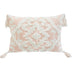 13" X 18" Peach And White Damask Zippered Polyester And Cotton Blend Throw Pillow With Tassels - Minihomy