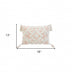 13" X 18" Peach And White Damask Zippered Polyester And Cotton Blend Throw Pillow With Tassels - Minihomy