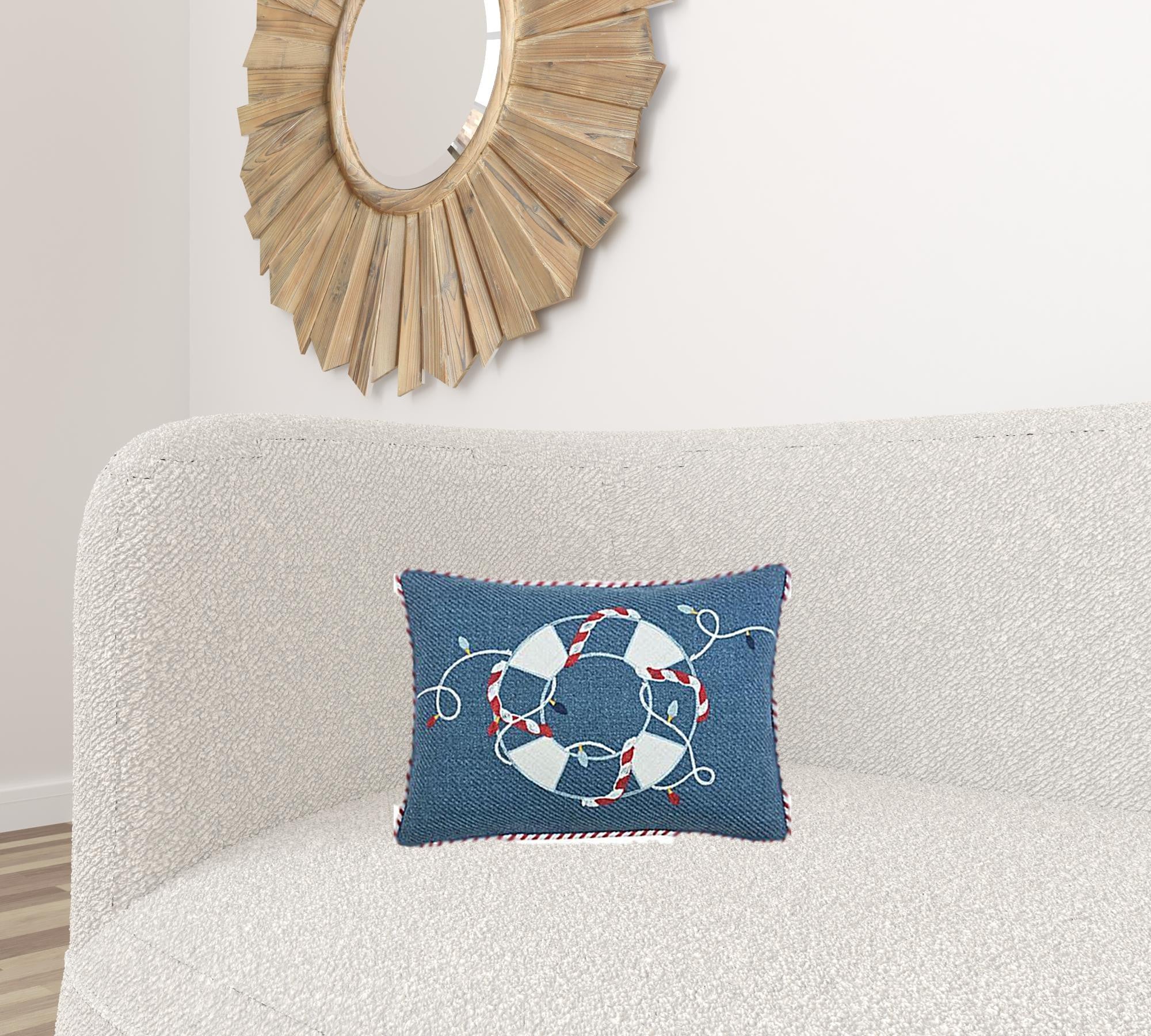 13" X 18" Blue Red And White Coastal Christmas Throw Pillow - Minihomy