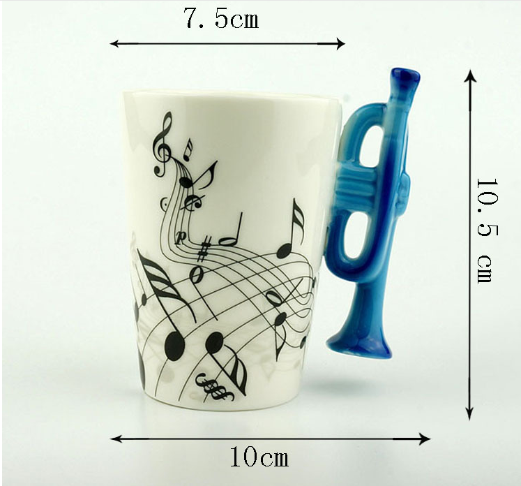 Creative Music Violin Style Guitar Ceramic Mug Coffee Tea Milk Stave Cups With Handle Coffee Mug Novelty Gifts - Minihomy