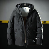 Men's Hooded Thick Solid Color Slim Casual Cotton Coat - Minihomy