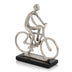 10" Silver and Black Marble Aluminum Man on Bike Sculpture - Minihomy