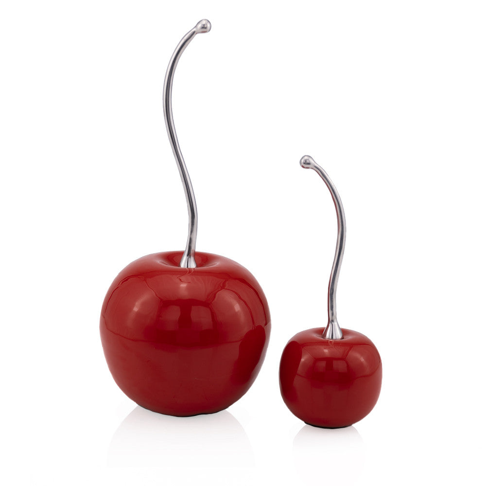 14" Red and Silver Enamel Cherry Sculpture - Minihomy