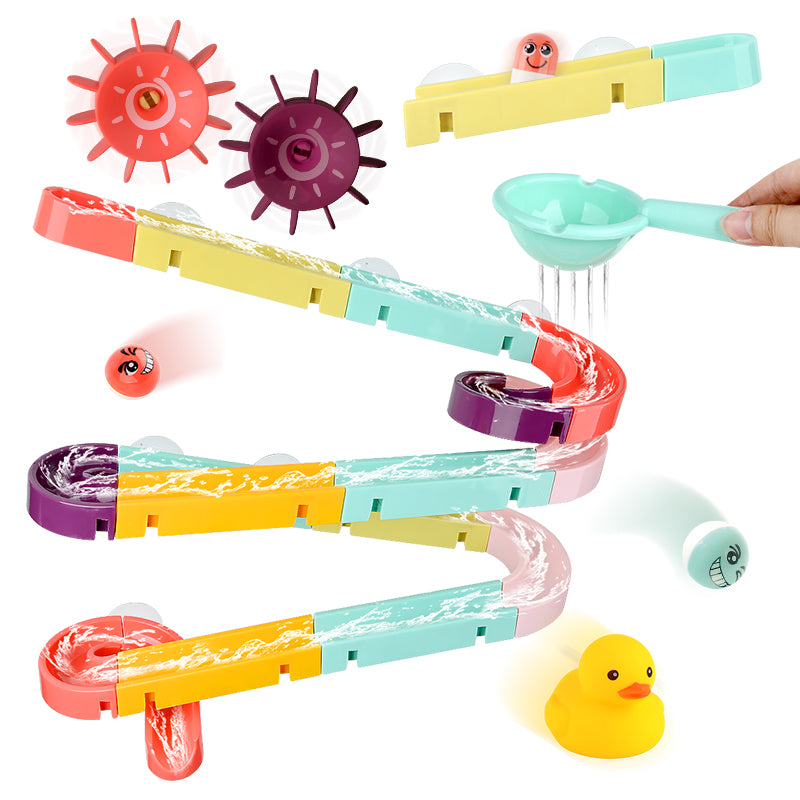 Kids Bath Toys Wall Suction Cup Marble Race Run Track Bathroom Bathtub