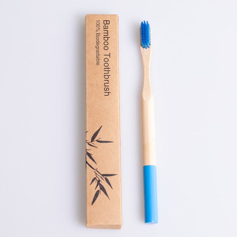 Round Bamboo Toothbrush with Natural Bamboo Handle