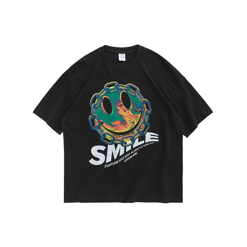 Smiley printed short-sleeved T-shirt men