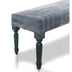 47" Blue And Cream Abstract Design Blue Leg Upholstered Bench - Minihomy