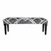 47" Gray And White Geometric Cotton Upholstered Distressed Bench - Minihomy