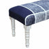 47" Blue And Gray Textural White Leg Upholstered Bench - Minihomy