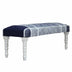 47" Blue And Gray Textural White Leg Upholstered Bench - Minihomy