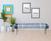 47" Blue And Gray Textural White Leg Upholstered Bench - Minihomy