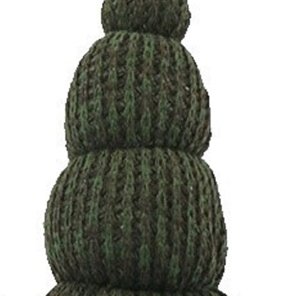 14" Green Chunky Knit Hat Fabric Sitting Gnome Sculpture - Minihomy