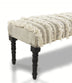 47" Cream Textural Boho Stripe Black Leg Upholstered Bench - Minihomy