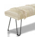 47" Ivory And Gold Geometric Black Leg Upholstered Bench - Minihomy