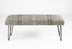 47" Charcoal Gray and White Black Leg Abstract Floral Upholstered Bench - Minihomy