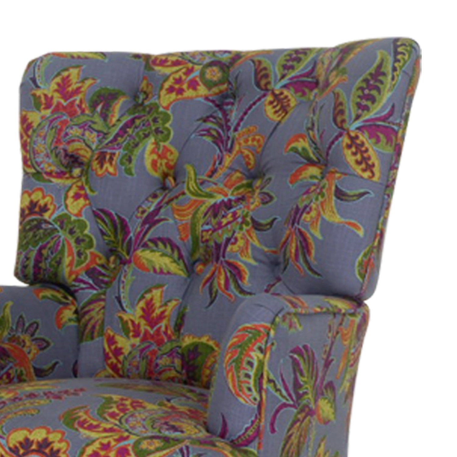 28" Grey Golden And Brown Polyester Blend Floral Arm Chair - Minihomy