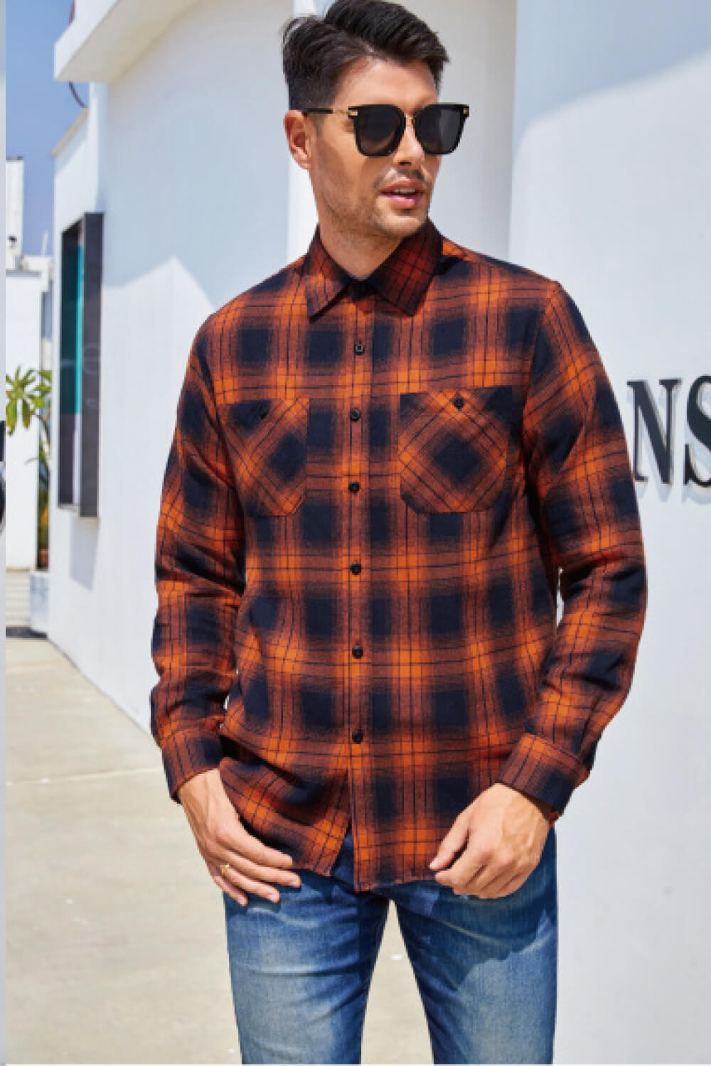 Plaid Button-Front Curved Hem Shirt - Minihomy