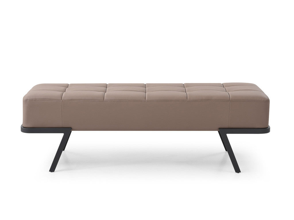 57" Taupe And Black Upholstered Upholstered Bedroom Bench - Minihomy