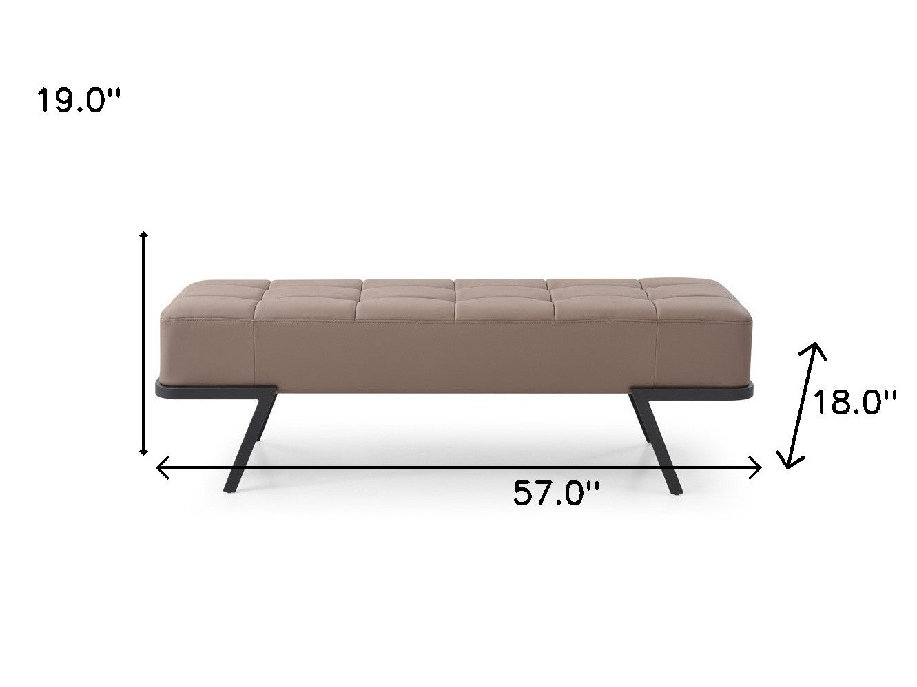 57" Taupe And Black Upholstered Upholstered Bedroom Bench - Minihomy