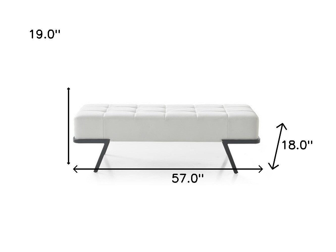 57" White And Black Upholstered Upholstered Bedroom Bench - Minihomy