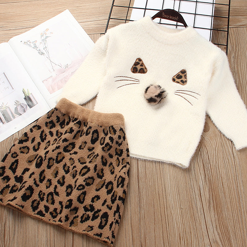 Girls Clothes Set For Autumn Winter Tops Sweater Skirt Suits