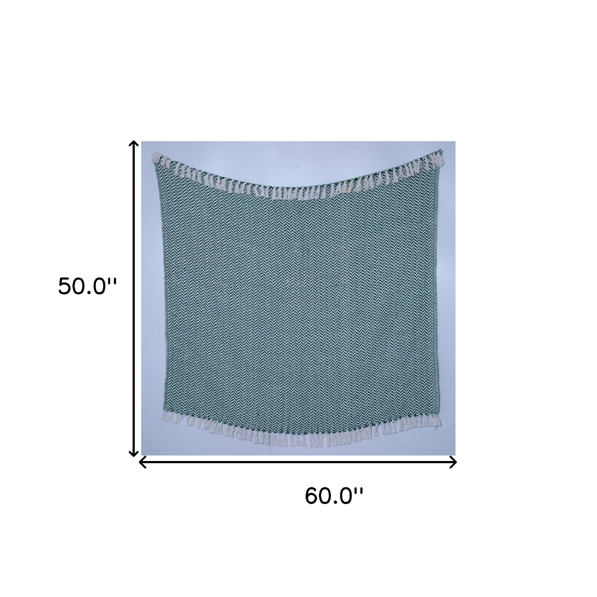 Green Woven Cotton Herringbone Throw - Minihomy