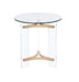 24" Gold And Clear Glass And Metal Round End Table - Minihomy