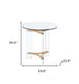 24" Gold And Clear Glass And Metal Round End Table - Minihomy