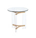 24" Gold And Clear Glass And Metal Round End Table - Minihomy