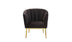 31" Black Velvet And Gold Striped Barrel Chair - Minihomy