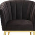 31" Black Velvet And Gold Striped Barrel Chair - Minihomy