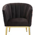 31" Black Velvet And Gold Striped Barrel Chair - Minihomy