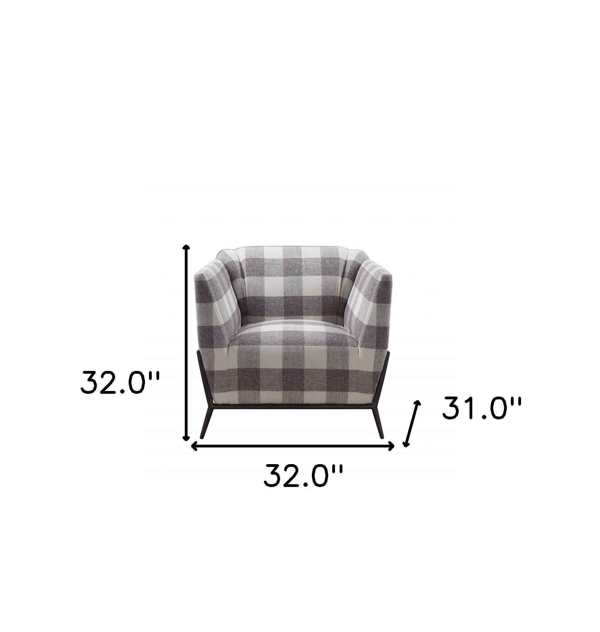 32" Grey And Light Grey 100% Polyester And Brown Patchwork Club Chair - Minihomy