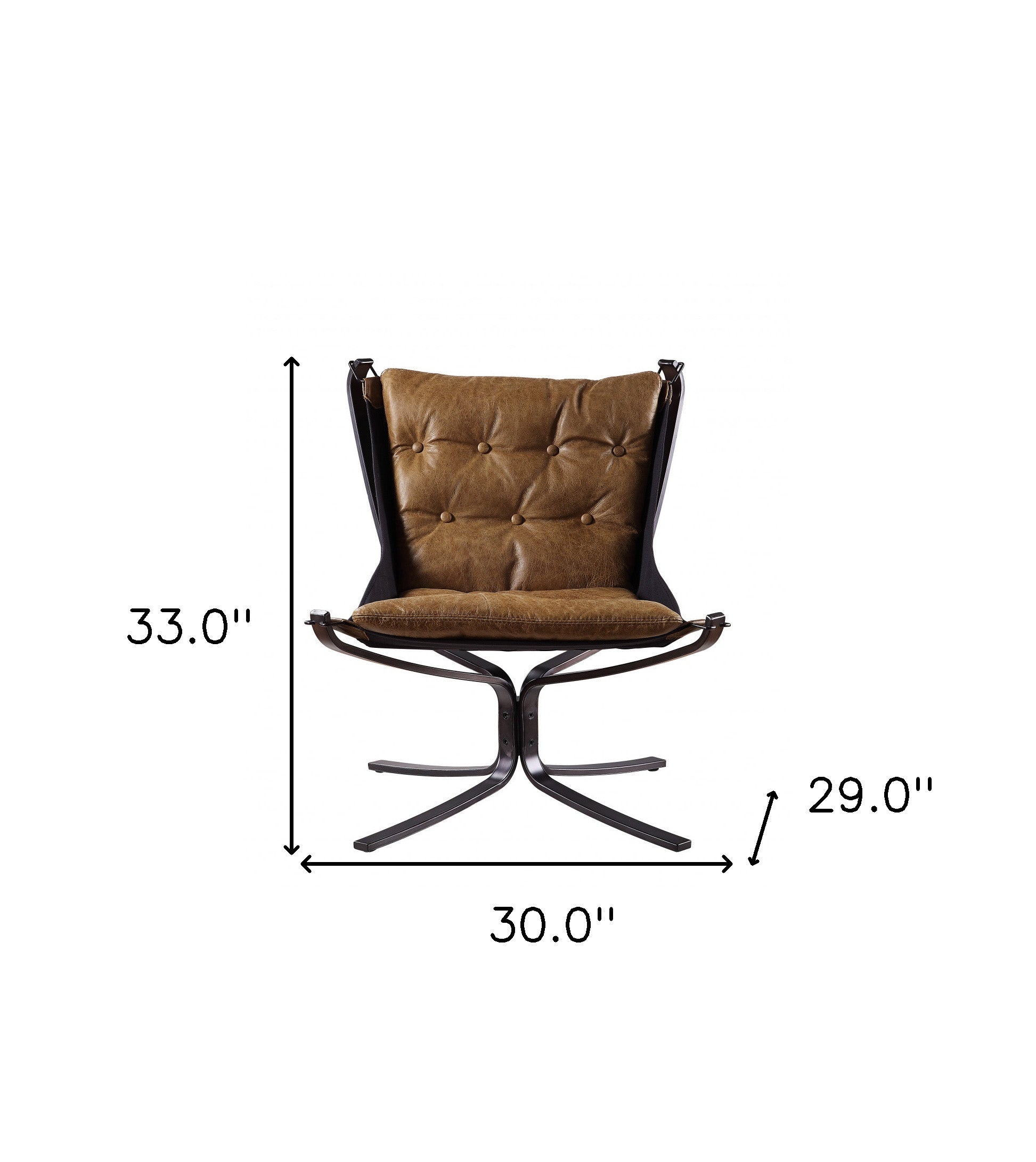 30" Coffee Top Grain Leather And Steel Solid Color Lounge Chair - Minihomy