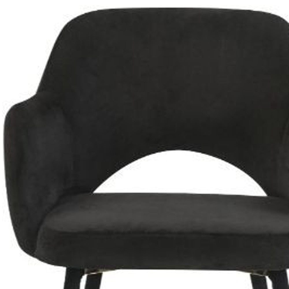 22" Black Velvet And Gold Solid Color Parsons Chair - Minihomy