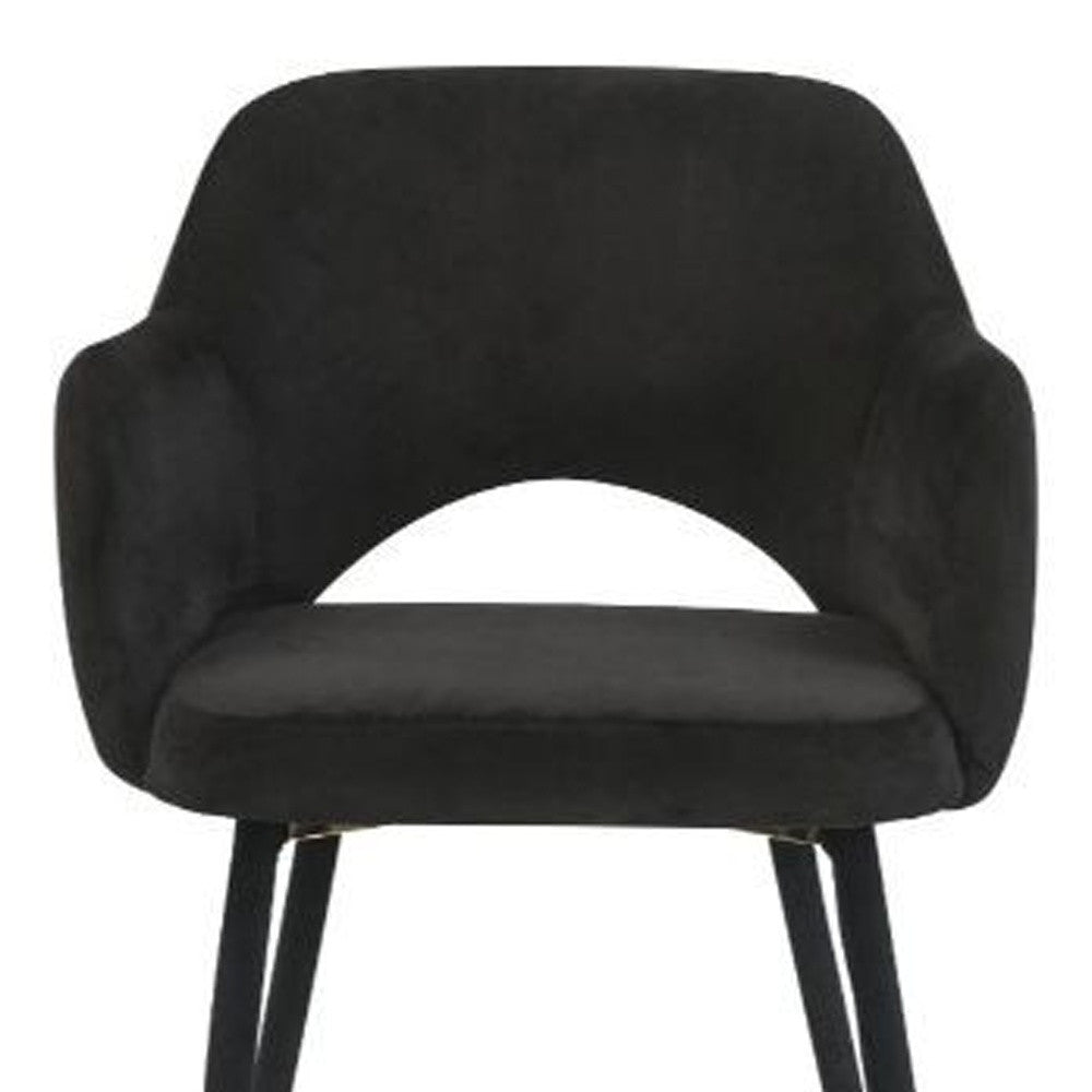 22" Black Velvet And Gold Solid Color Parsons Chair - Minihomy