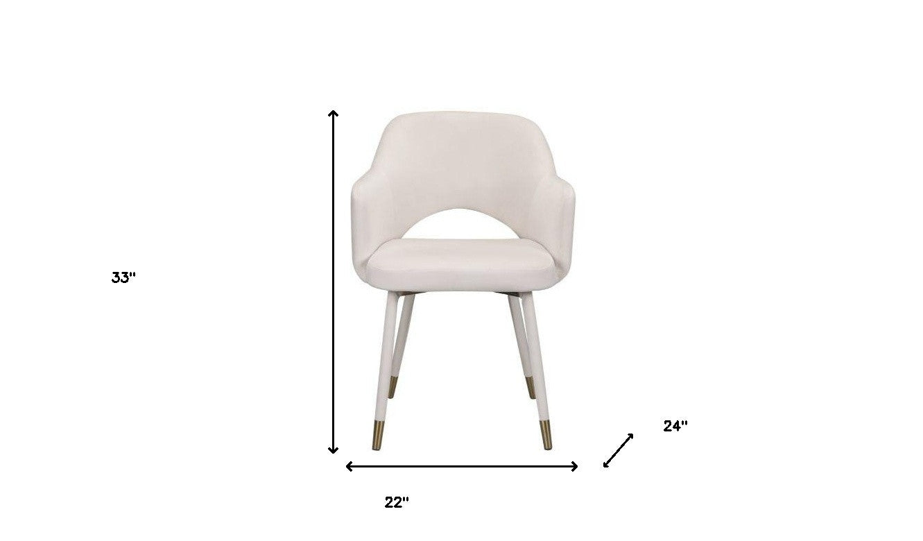 22" Cream Velvet And Gold Solid Color Parsons Chair - Minihomy