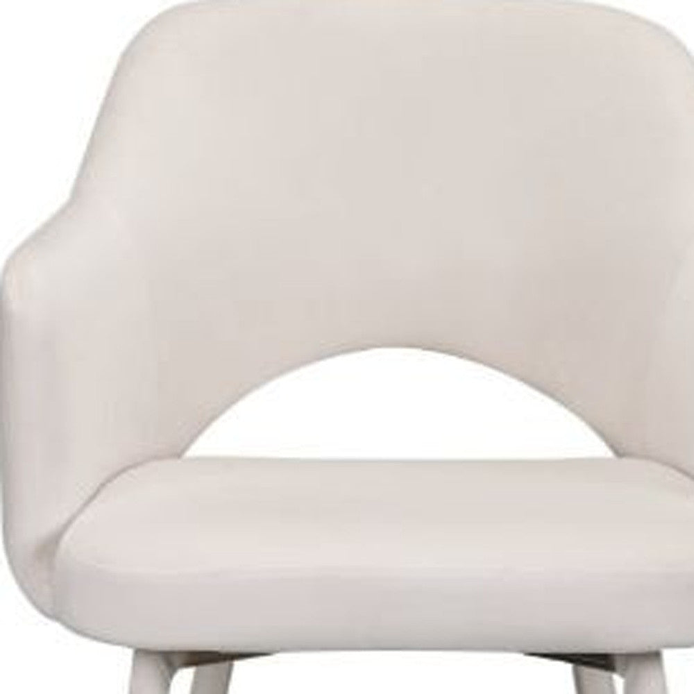 22" Cream Velvet And Gold Solid Color Parsons Chair - Minihomy