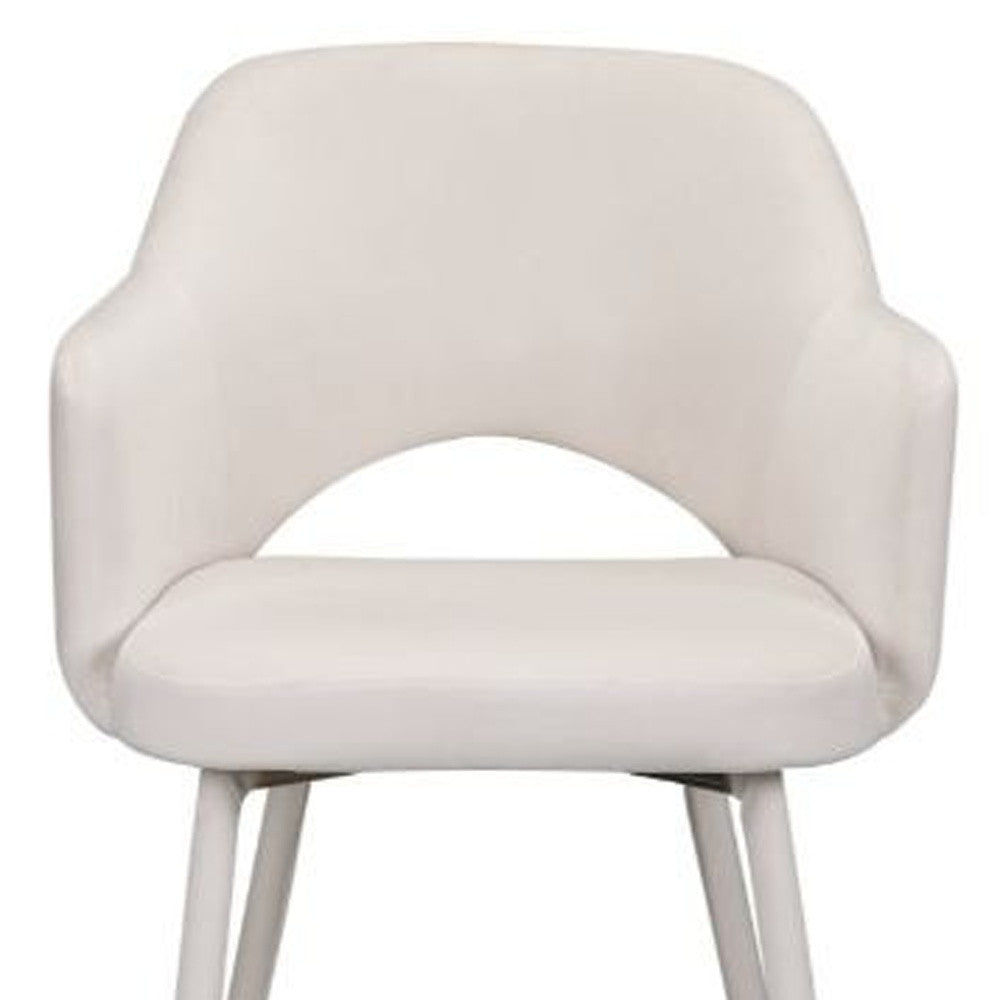 22" Cream Velvet And Gold Solid Color Parsons Chair - Minihomy