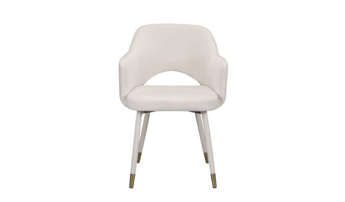 22" Cream Velvet And Gold Solid Color Parsons Chair - Minihomy