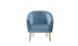 28" Blue Velvet And Gold Ikat Barrel Chair - Minihomy