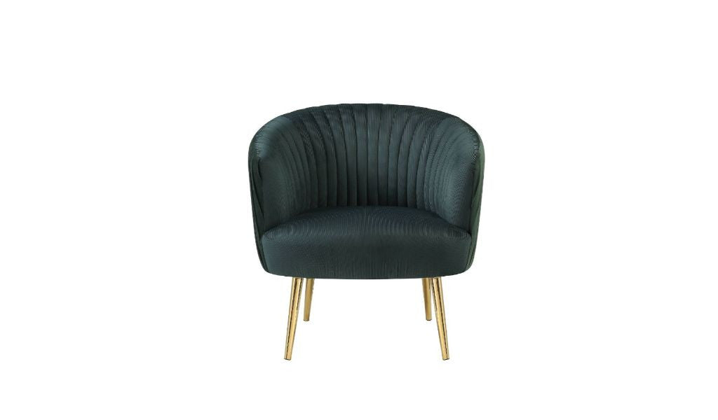 31" Black Velvet And Gold Striped Barrel Chair - Minihomy