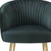 31" Black Velvet And Gold Striped Barrel Chair - Minihomy