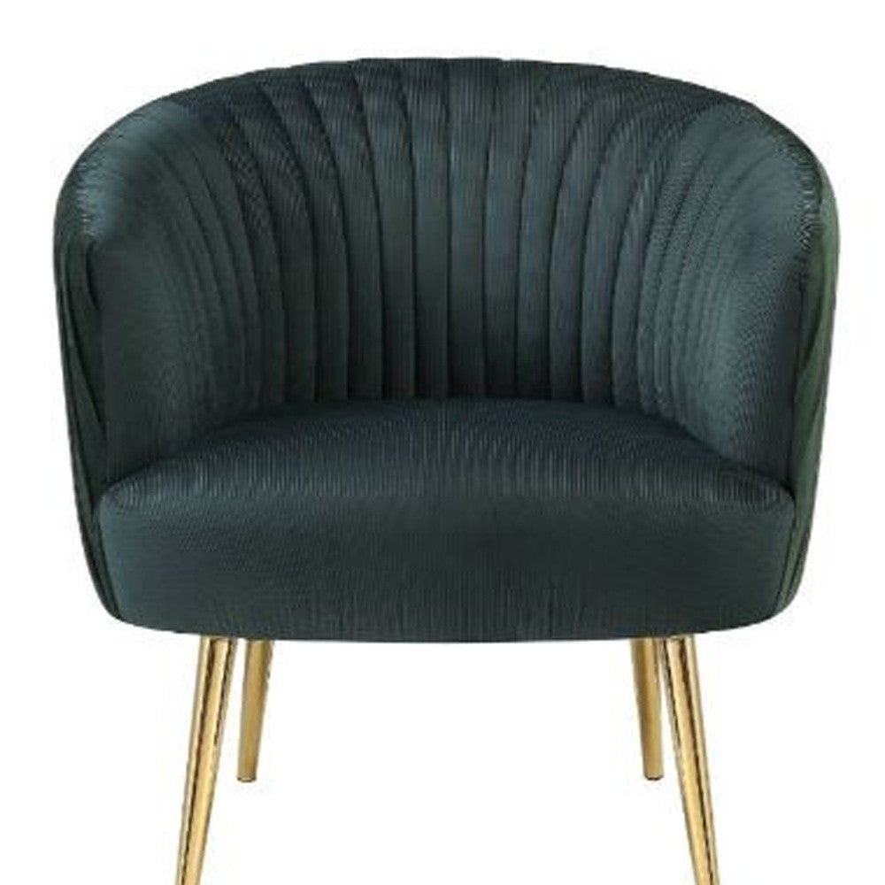 31" Black Velvet And Gold Striped Barrel Chair - Minihomy